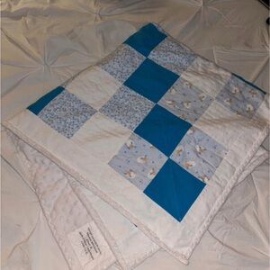 Blue and White Patchwork Quilt